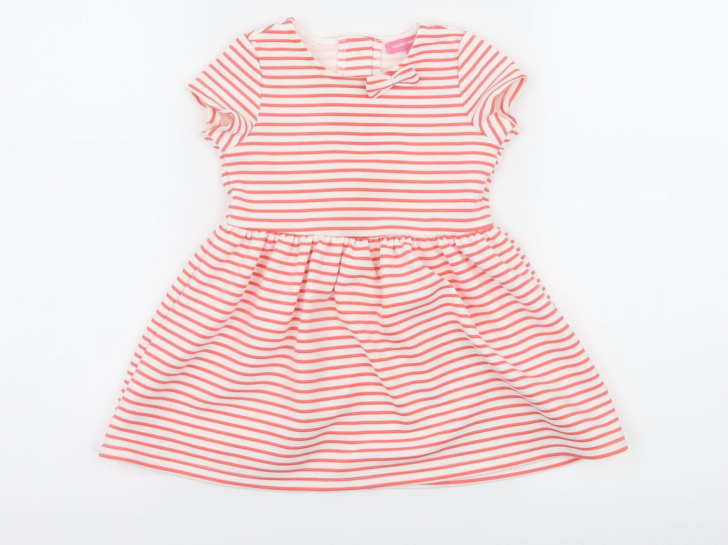 Young Dimension Girls Pink Striped Jersey Skater Dress  Size 12-18 Months