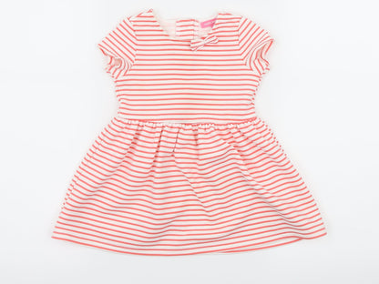 Young Dimension Girls Pink Striped Jersey Skater Dress  Size 12-18 Months