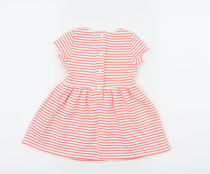 Young Dimension Girls Pink Striped Jersey Skater Dress  Size 12-18 Months