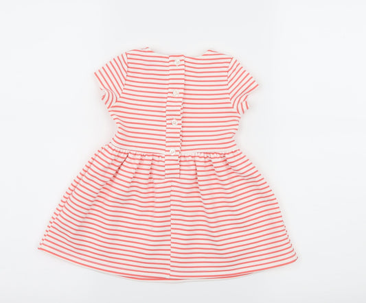 Young Dimension Girls Pink Striped Jersey Skater Dress  Size 12-18 Months