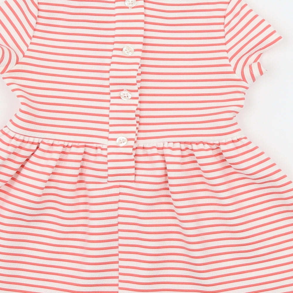 Young Dimension Girls Pink Striped Jersey Skater Dress  Size 12-18 Months