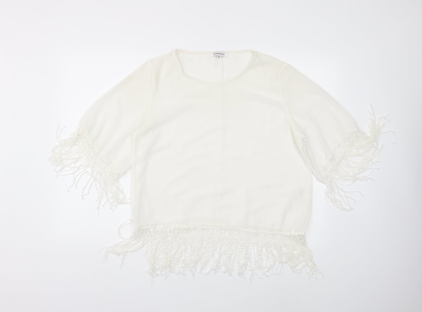 Womens UK Size 12 Glamorous White Basic Blouse