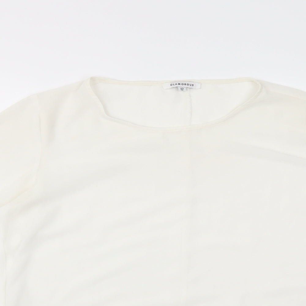 Womens UK Size 12 Glamorous White Basic Blouse