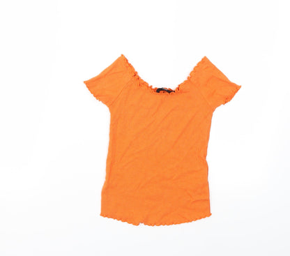 Womens UK Size 8 Topshop Orange Basic T-Shirt
