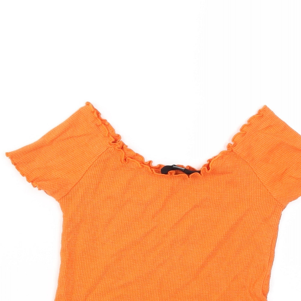 Womens UK Size 8 Topshop Orange Basic T-Shirt