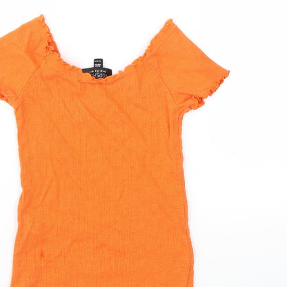 Womens UK Size 8 Topshop Orange Basic T-Shirt