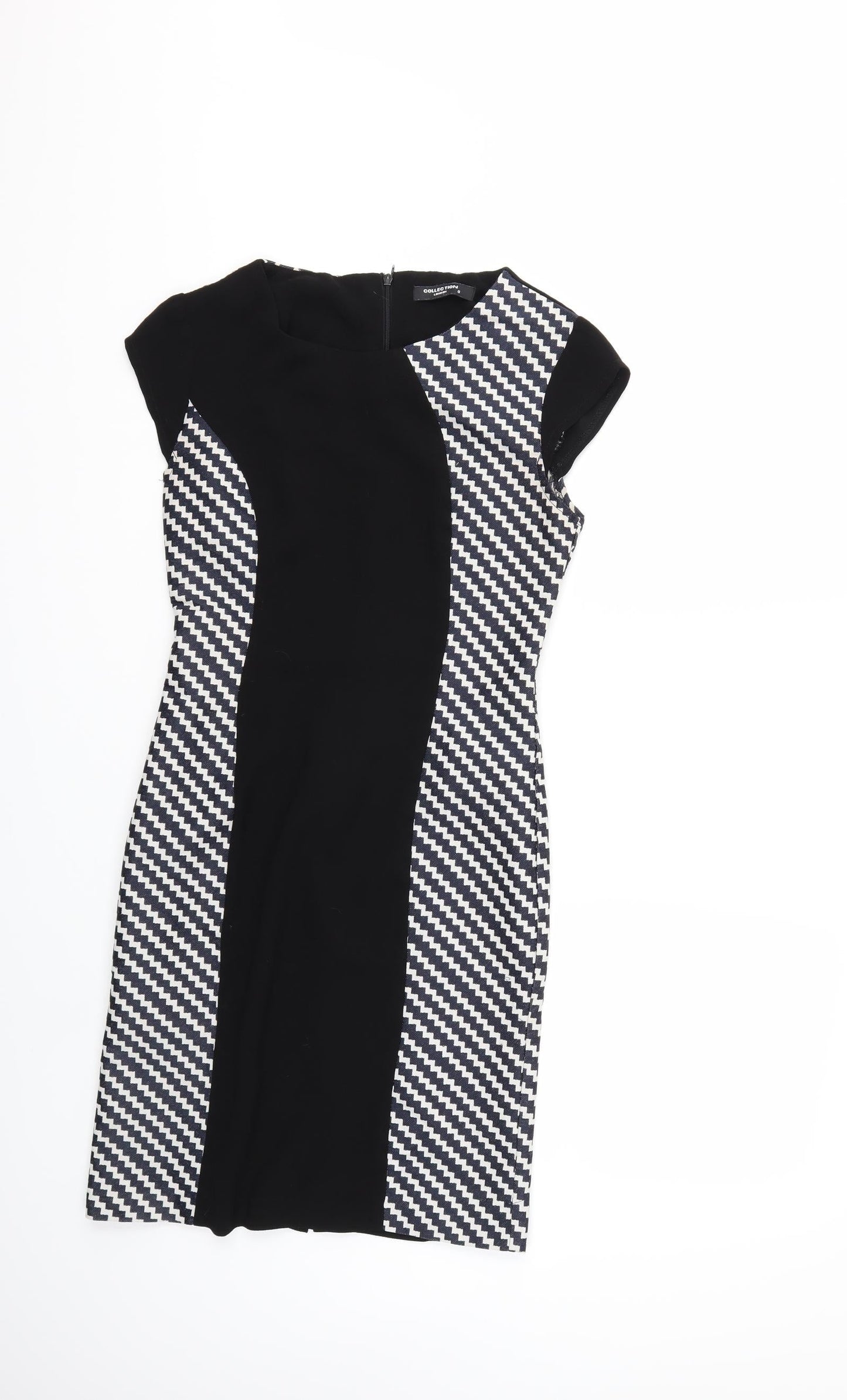 Collection London Womens Black Geometric  Pencil Dress  Size 8
