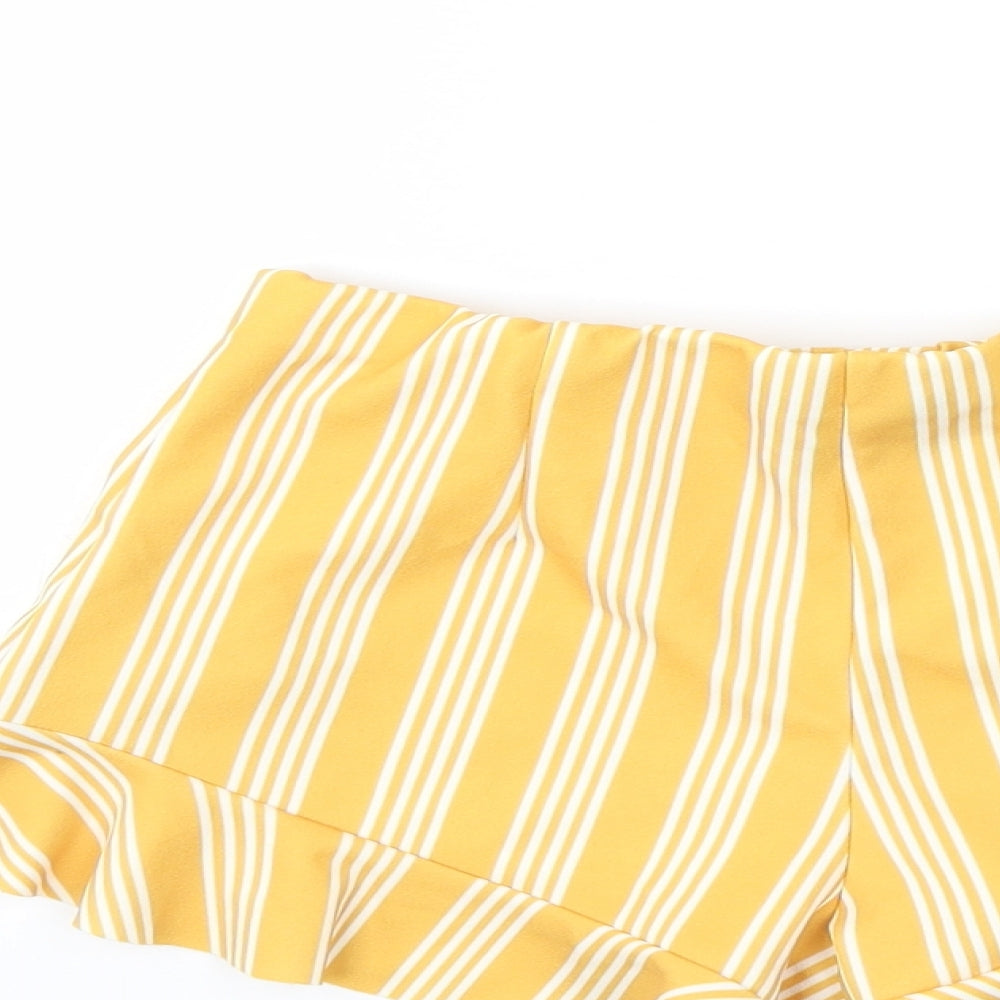 New Look Girls Yellow Striped  Bermuda Shorts Size 10 Years