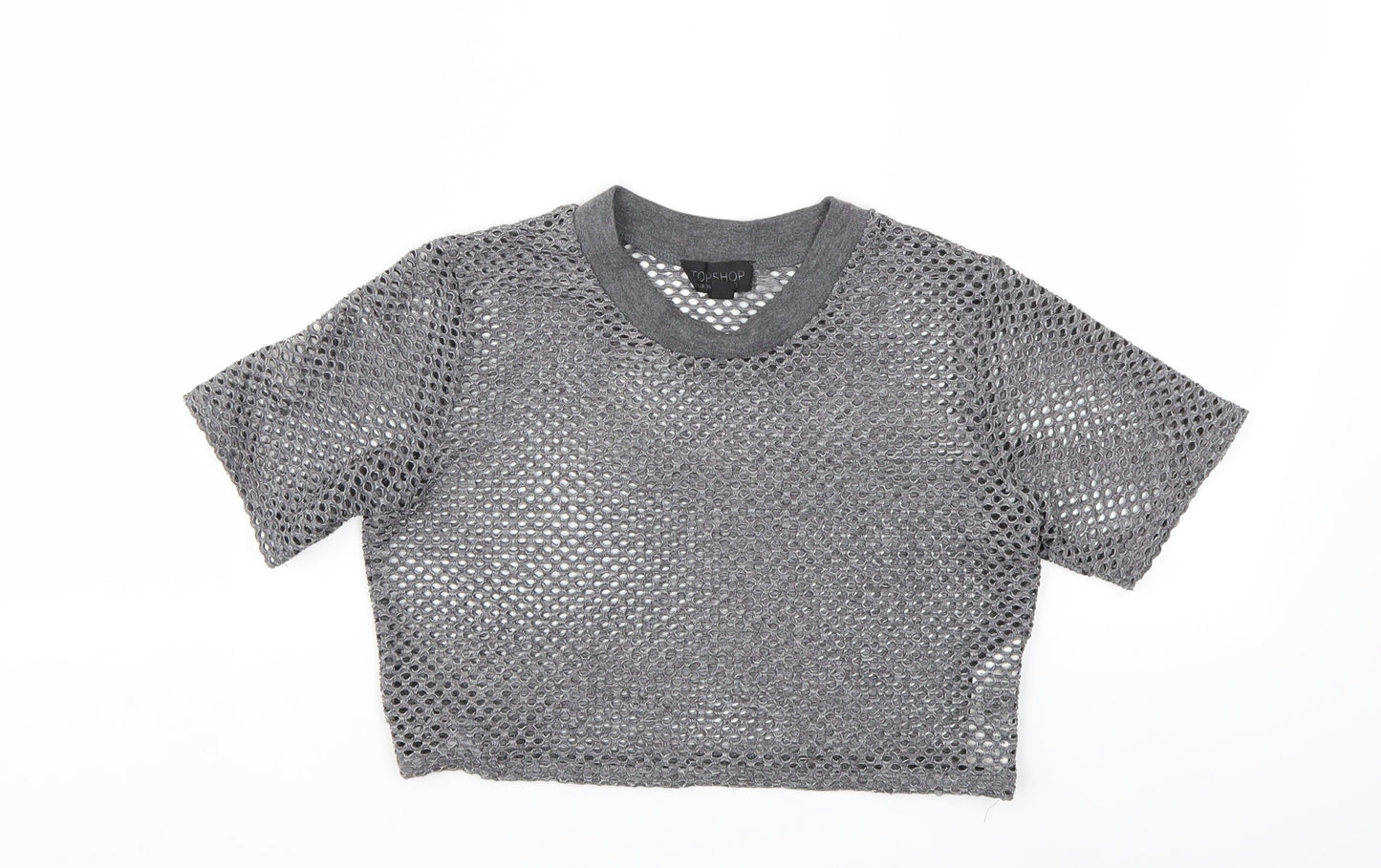 Womens UK Size 10 Topshop Grey Basic T-Shirt