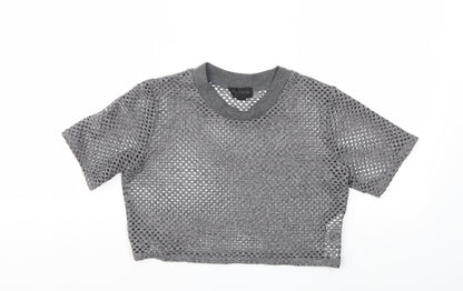 Womens UK Size 10 Topshop Grey Basic T-Shirt