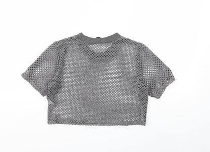 Womens UK Size 10 Topshop Grey Basic T-Shirt