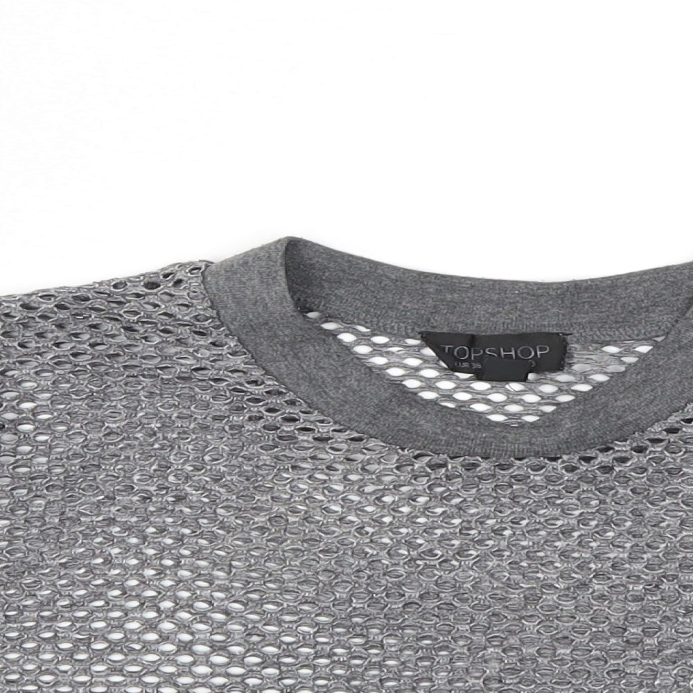 Womens UK Size 10 Topshop Grey Basic T-Shirt
