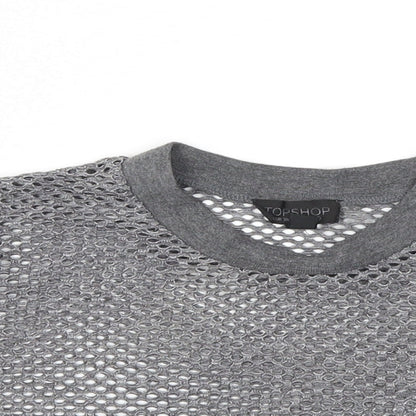 Womens UK Size 10 Topshop Grey Basic T-Shirt