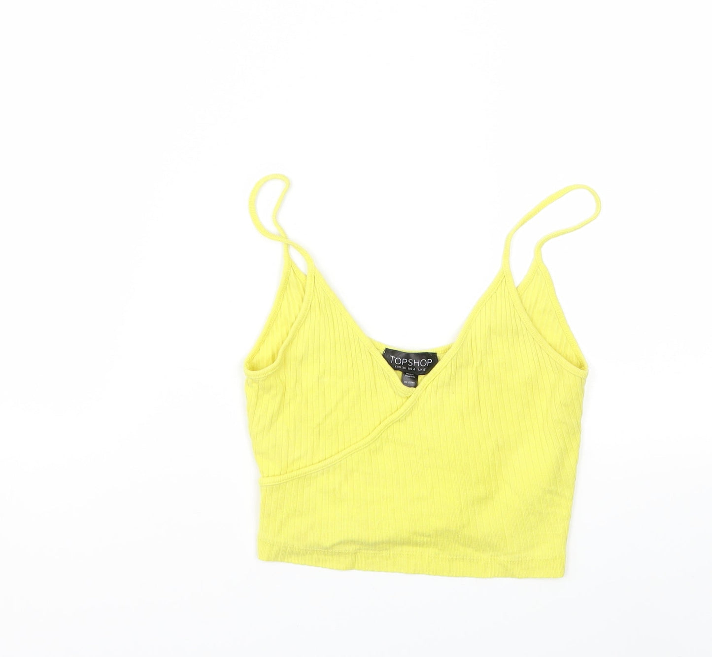 Womens UK Size 8 Topshop Yellow Basic Tank