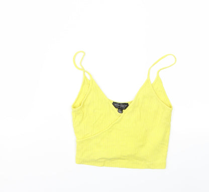 Womens UK Size 8 Topshop Yellow Basic Tank