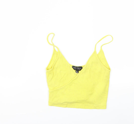 Womens UK Size 8 Topshop Yellow Basic Tank