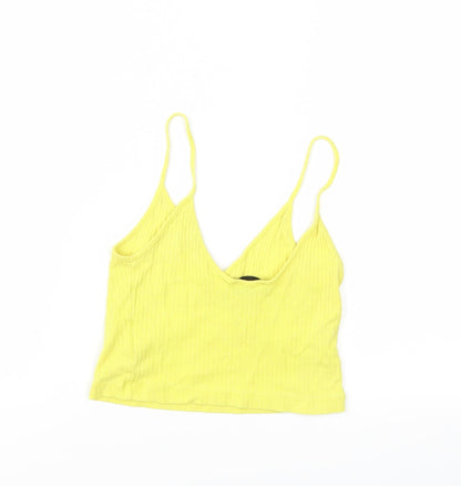 Womens UK Size 8 Topshop Yellow Basic Tank