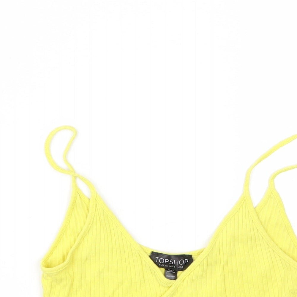 Womens UK Size 8 Topshop Yellow Basic Tank