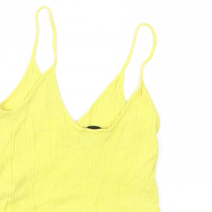 Womens UK Size 8 Topshop Yellow Basic Tank
