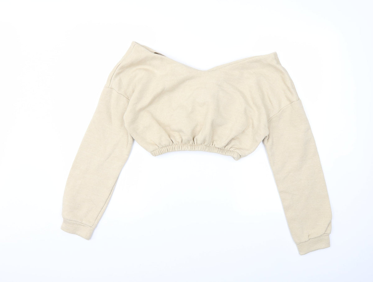 PRETTYLITTLETHING Womens Beige   Pullover Sweatshirt Size S