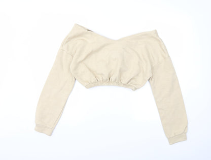 PRETTYLITTLETHING Womens Beige   Pullover Sweatshirt Size S