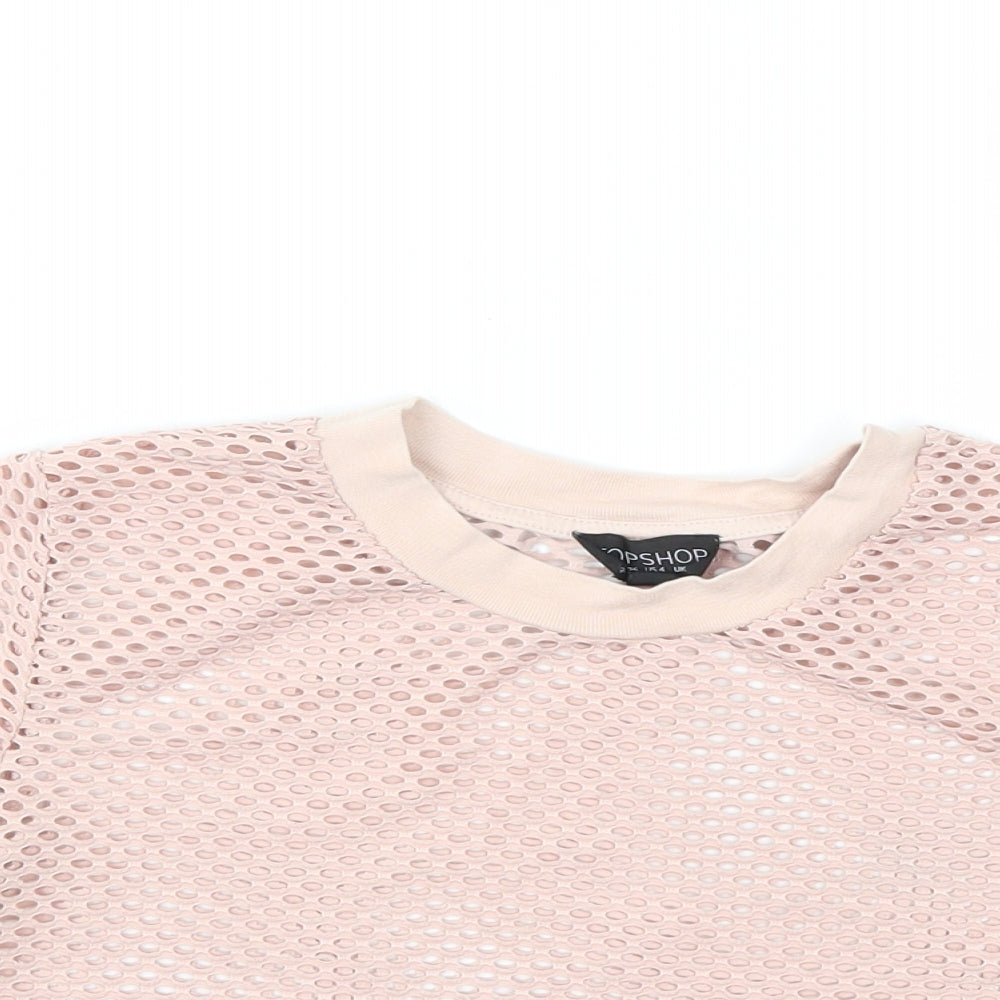 Womens UK Size 8 Topshop Pink Basic T-Shirt
