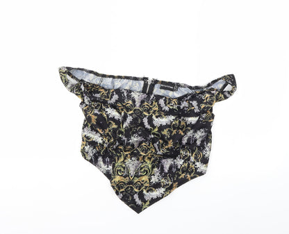 Prettylit Womens Black Floral  Basic Blouse Size 10