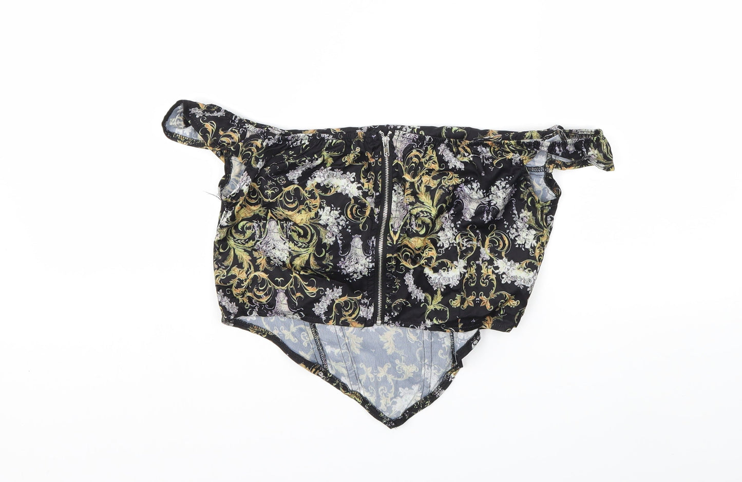 Prettylit Womens Black Floral  Basic Blouse Size 10