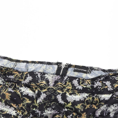 Prettylit Womens Black Floral  Basic Blouse Size 10