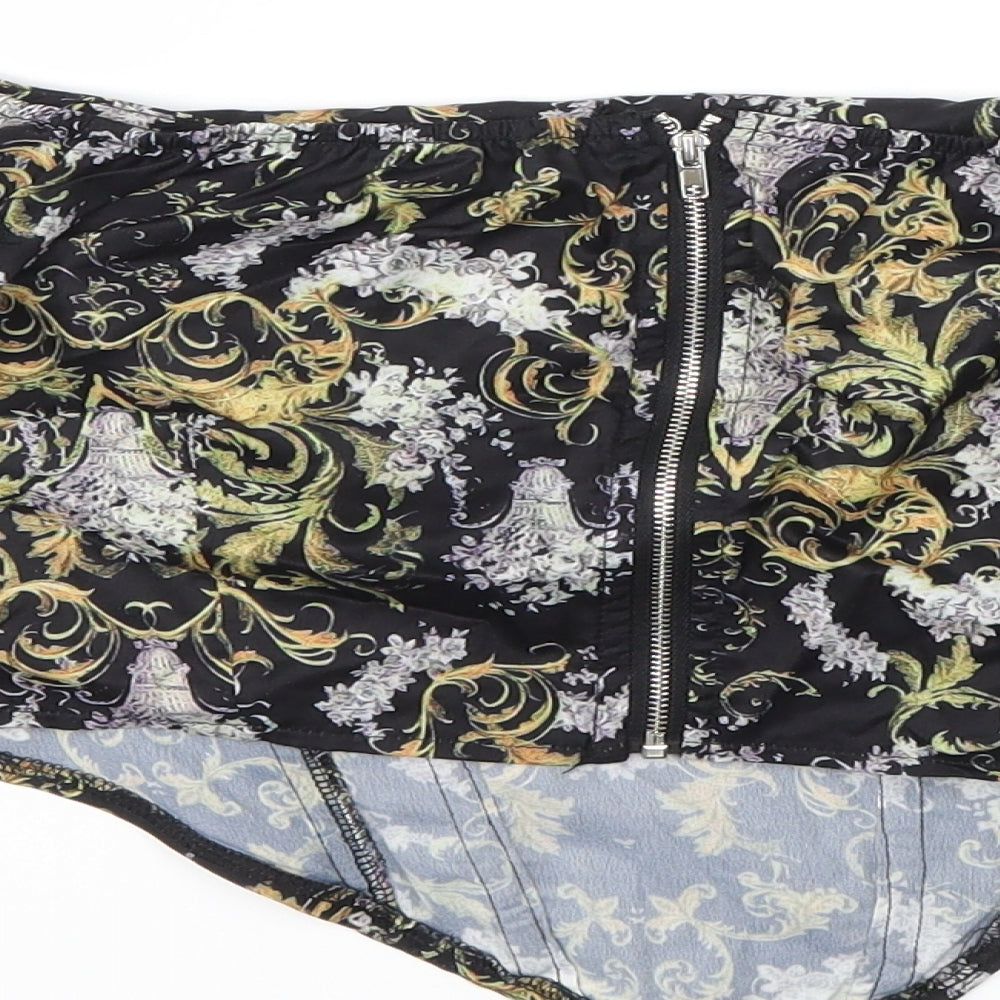 Prettylit Womens Black Floral  Basic Blouse Size 10