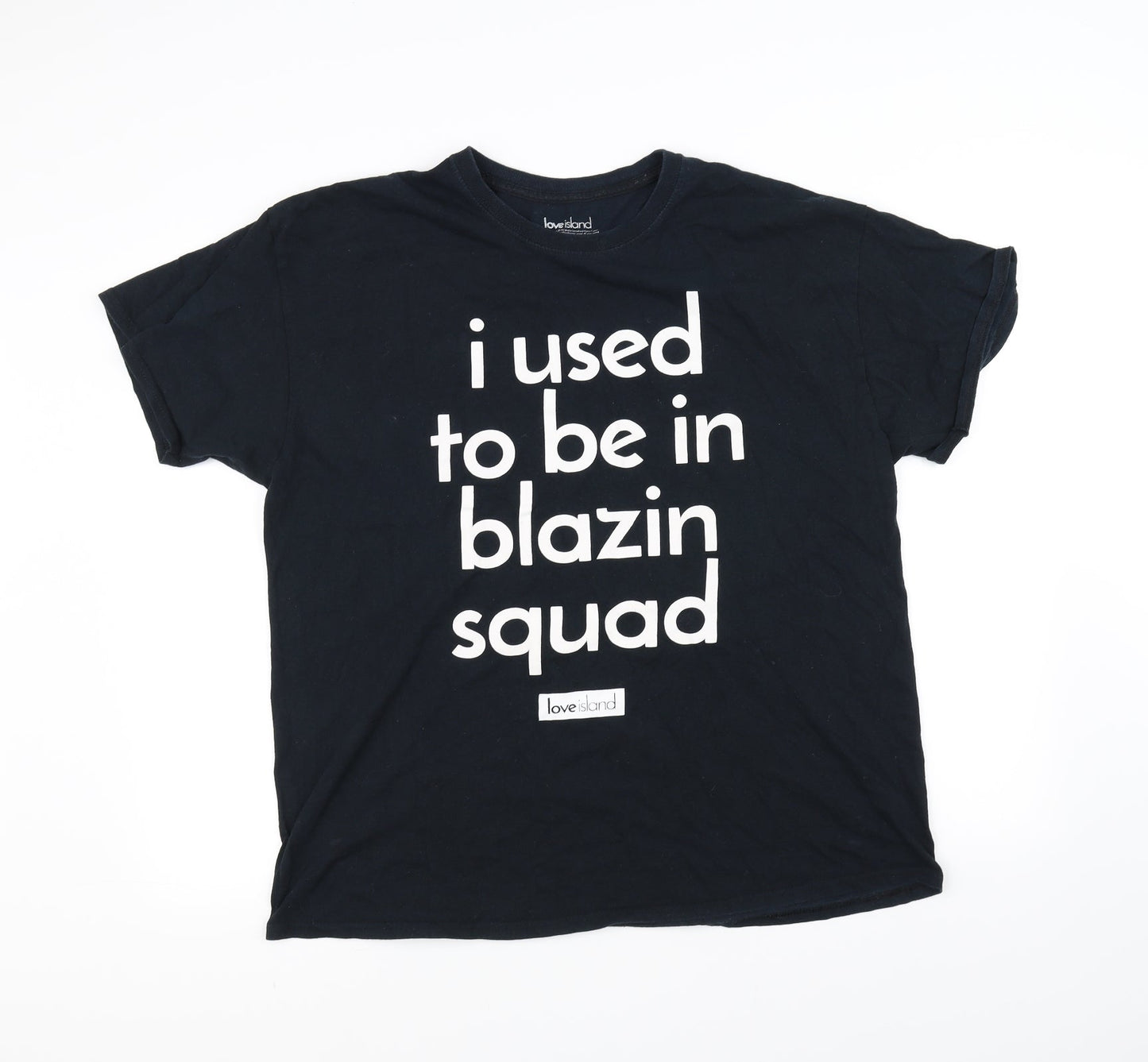 Womens UK Size L Love Island Black Basic T-Shirt