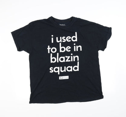 Womens UK Size L Love Island Black Basic T-Shirt