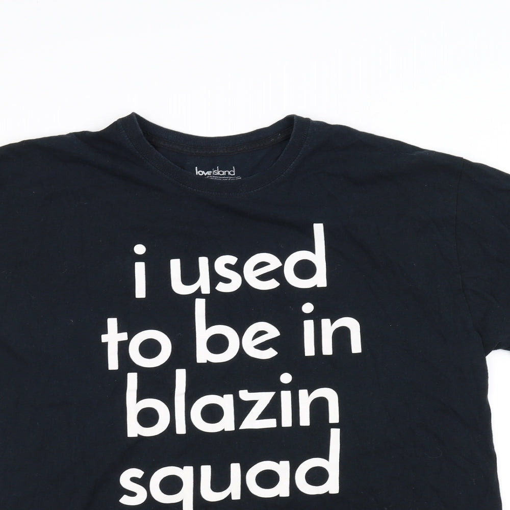Womens UK Size L Love Island Black Basic T-Shirt