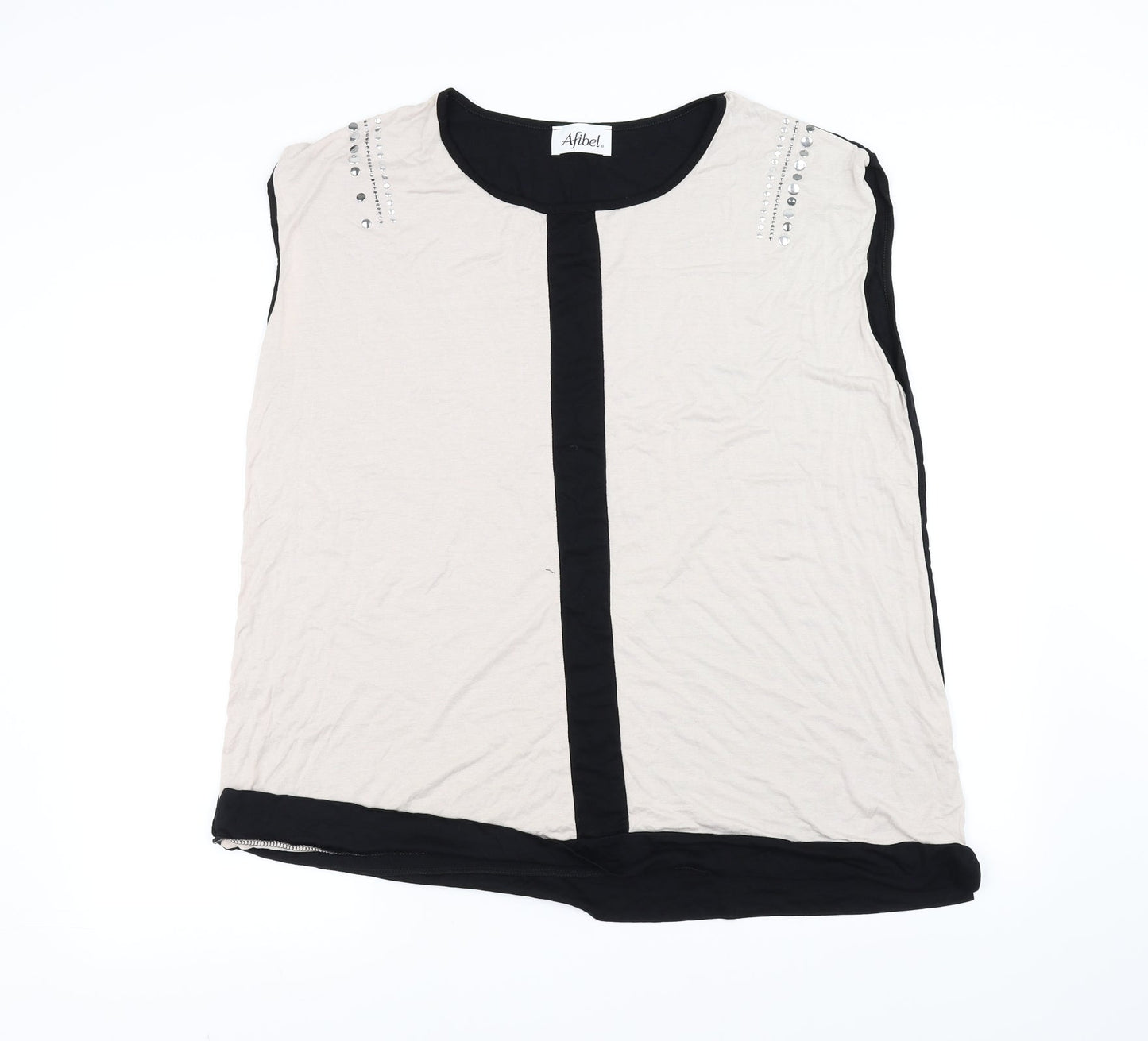 Womens UK Size 20 Afibel Beige Basic T-Shirt