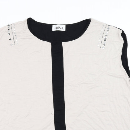 Womens UK Size 20 Afibel Beige Basic T-Shirt
