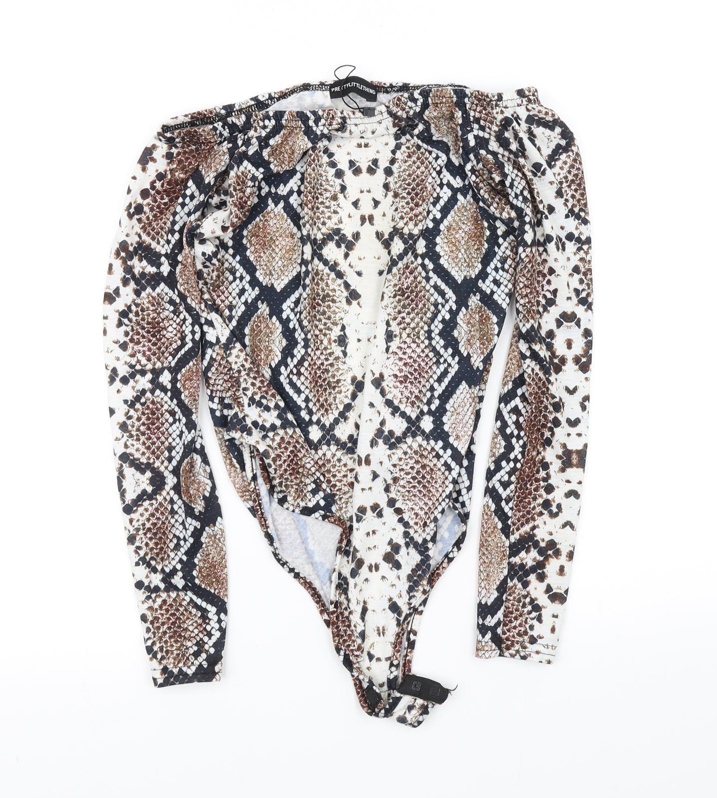 pretty little thing Womens White Animal Print  Playsuit One-Piece Size M L10 in