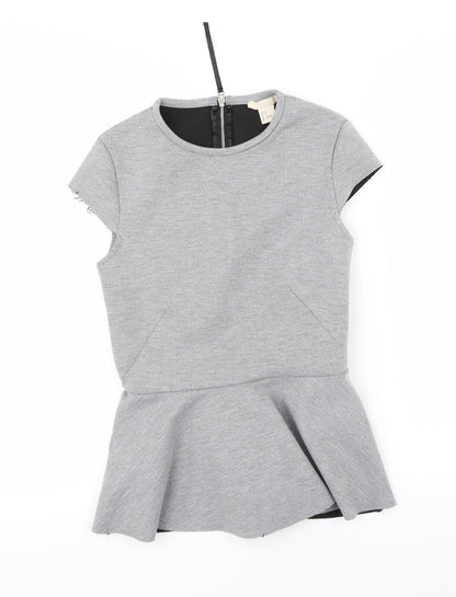 Womens UK Size 4 H&M Grey Basic T-Shirt
