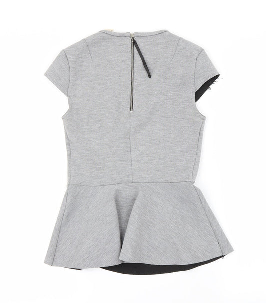 Womens UK Size 4 H&M Grey Basic T-Shirt