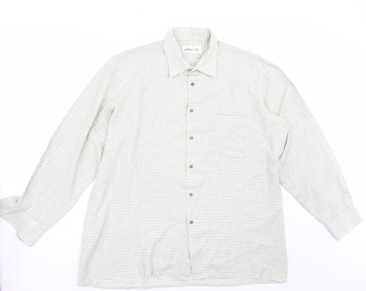 Mens UK Size 16 Littlewoods White  Button-Up Long Sleeve Casual Shirt