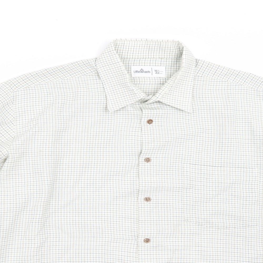 Mens UK Size 16 Littlewoods White  Button-Up Long Sleeve Casual Shirt
