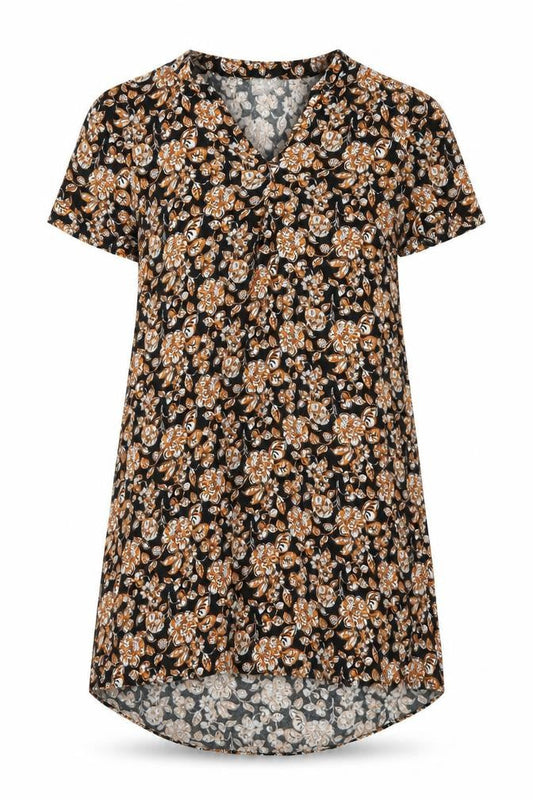 Front view of Papaya women’s black floral a-line, size UK 10