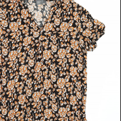 Papaya Womens Black Floral  A-Line  Size 10