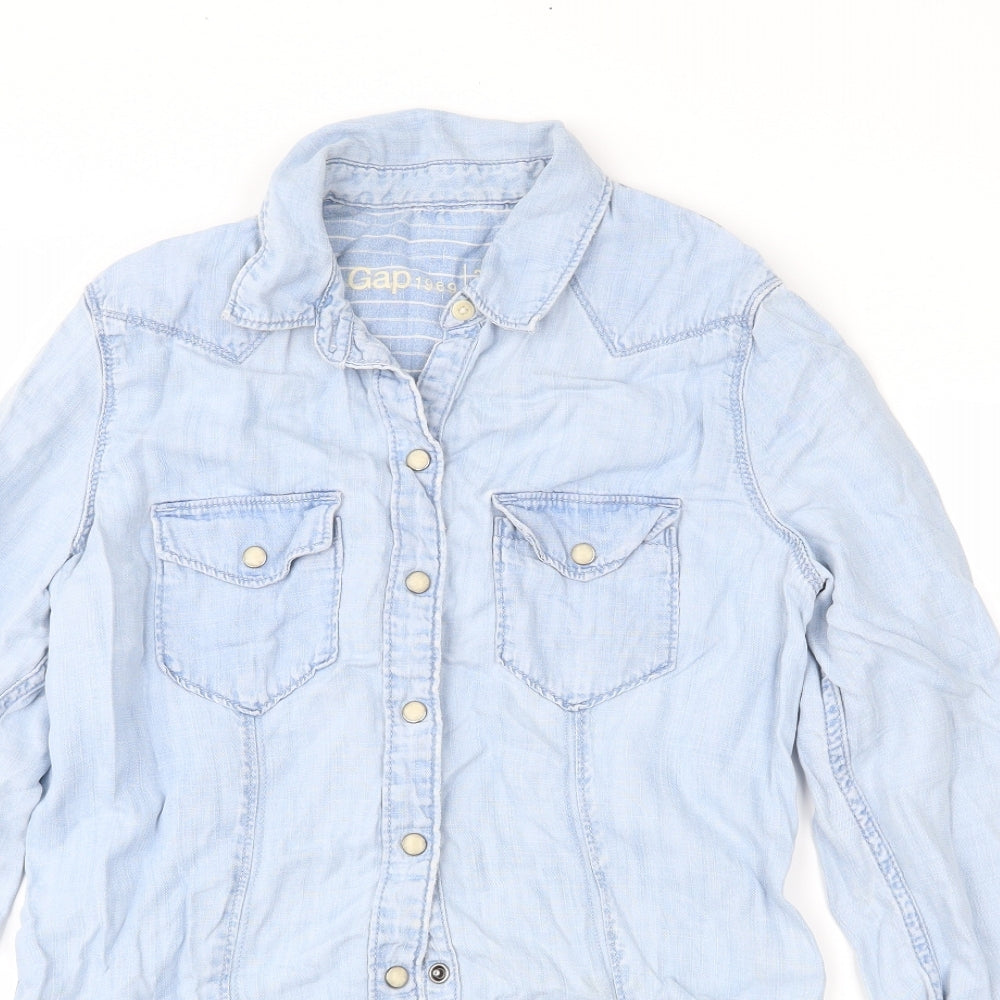 Womens UK Size 6 Gap Blue Basic Button-Up