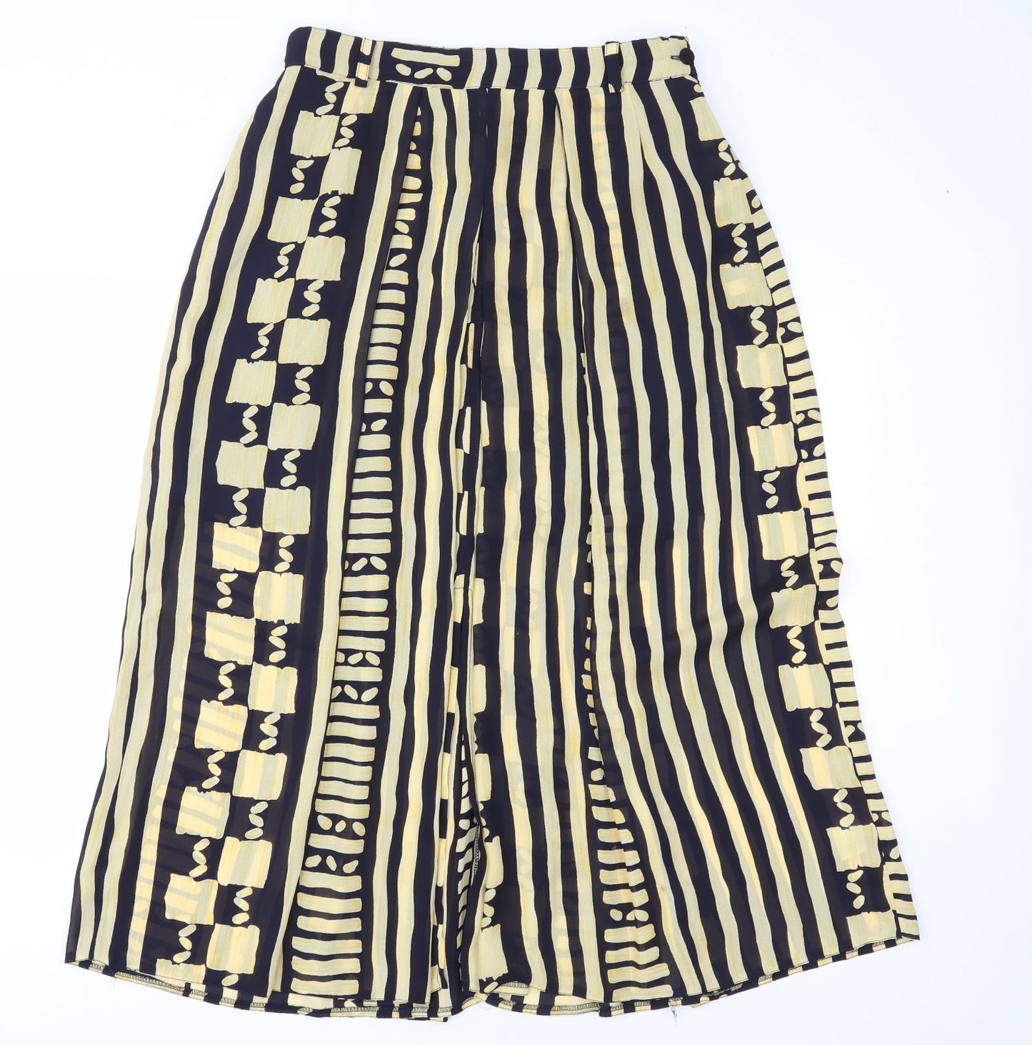 Premier Womens Yellow Geometric Chiffon A-Line Skirt Size 32 in