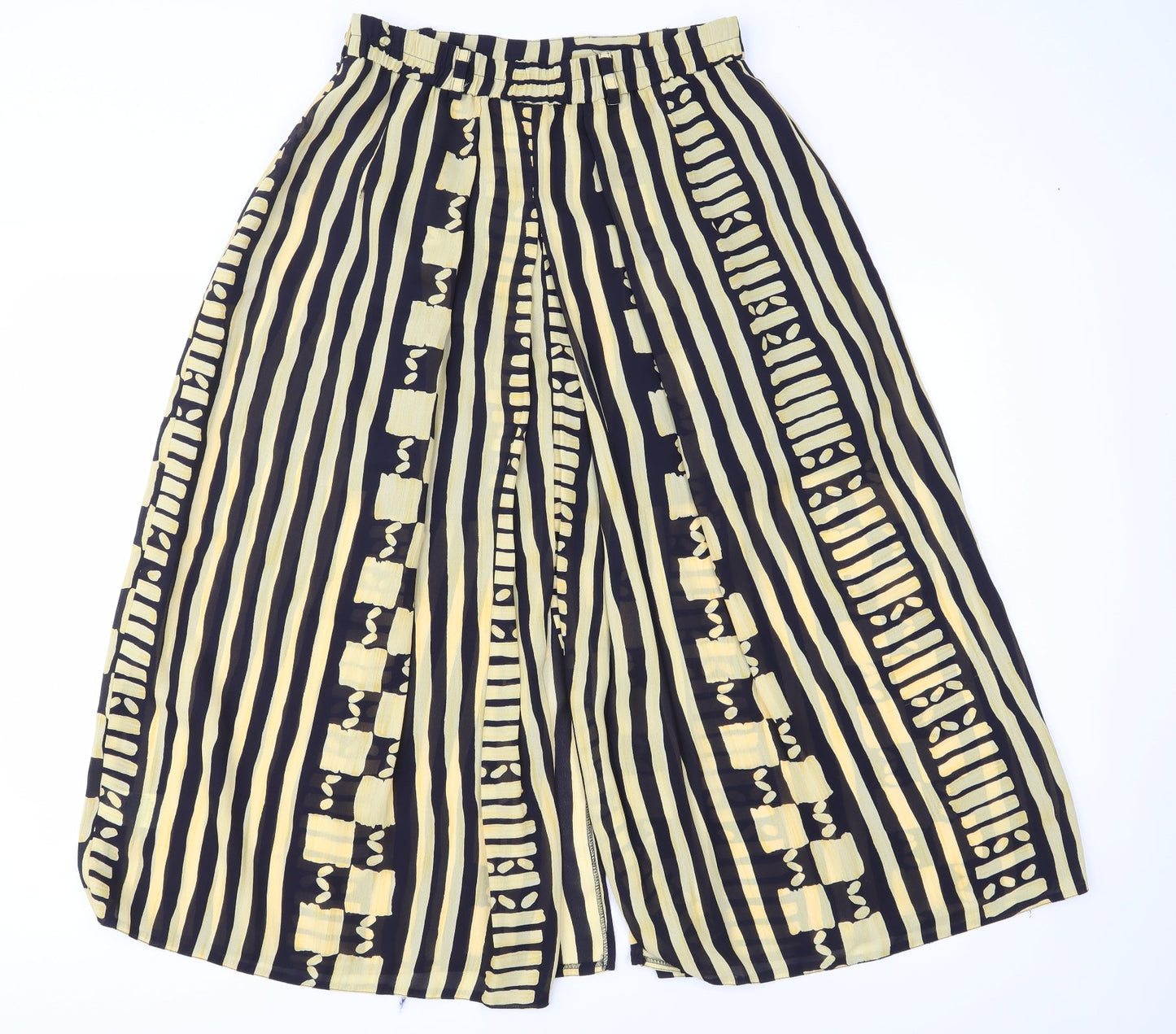 Premier Womens Yellow Geometric Chiffon A-Line Skirt Size 32 in