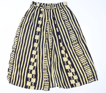 Premier Womens Yellow Geometric Chiffon A-Line Skirt Size 32 in