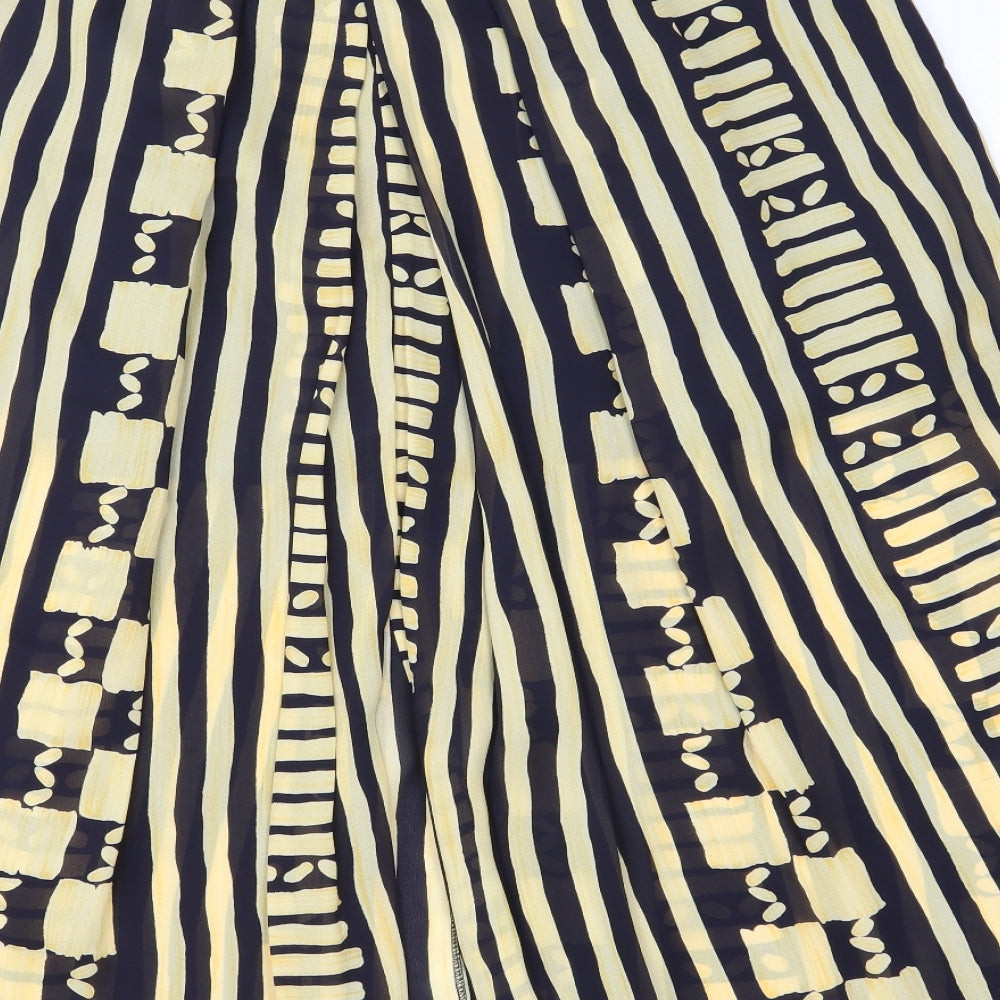 Premier Womens Yellow Geometric Chiffon A-Line Skirt Size 32 in