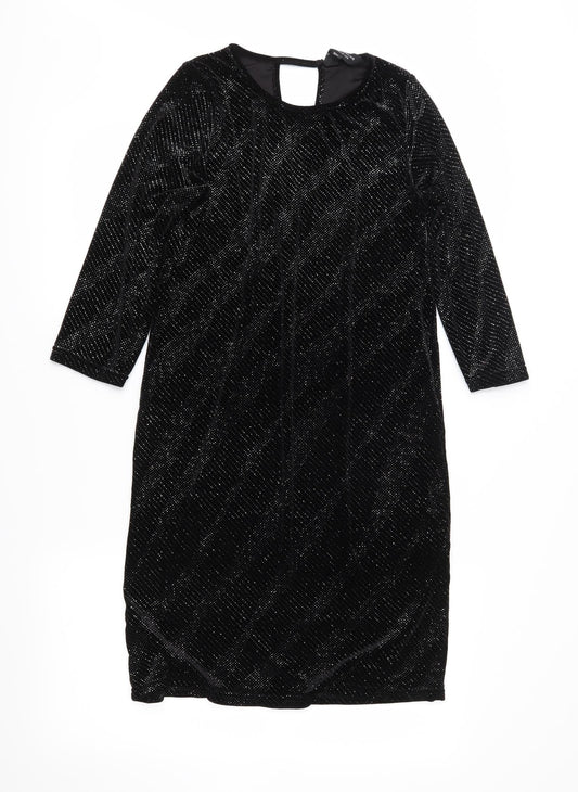 Dorothy Perkins Womens Black  Velour Shift  Size 10