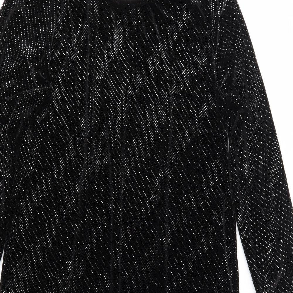 Dorothy Perkins Womens Black  Velour Shift  Size 10