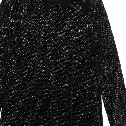 Dorothy Perkins Womens Black  Velour Shift  Size 10